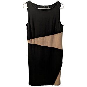 Ann Taylor Women's Colorblock Sleeveless Sheath Dress, Size 10, Black Beige